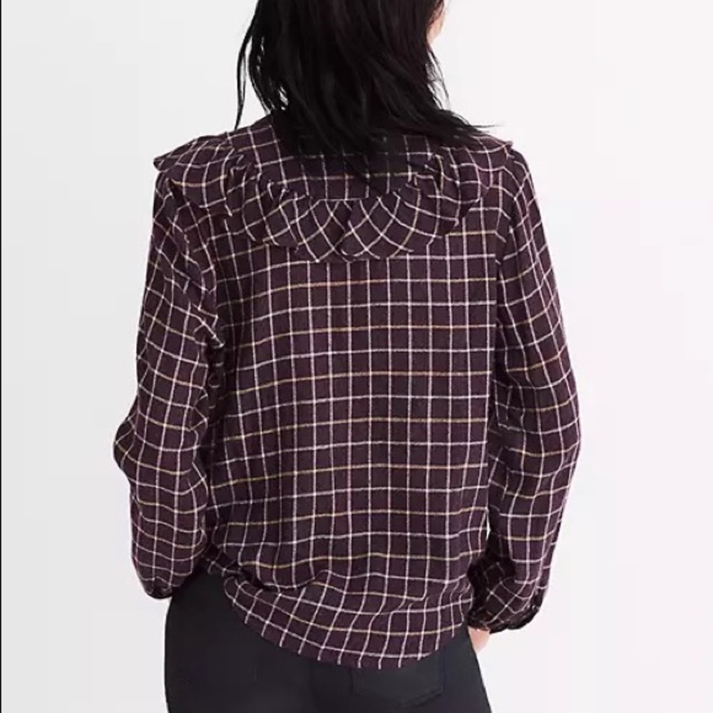 Madewell Plaid Ruffle-Front Top - Picture 3 of 13